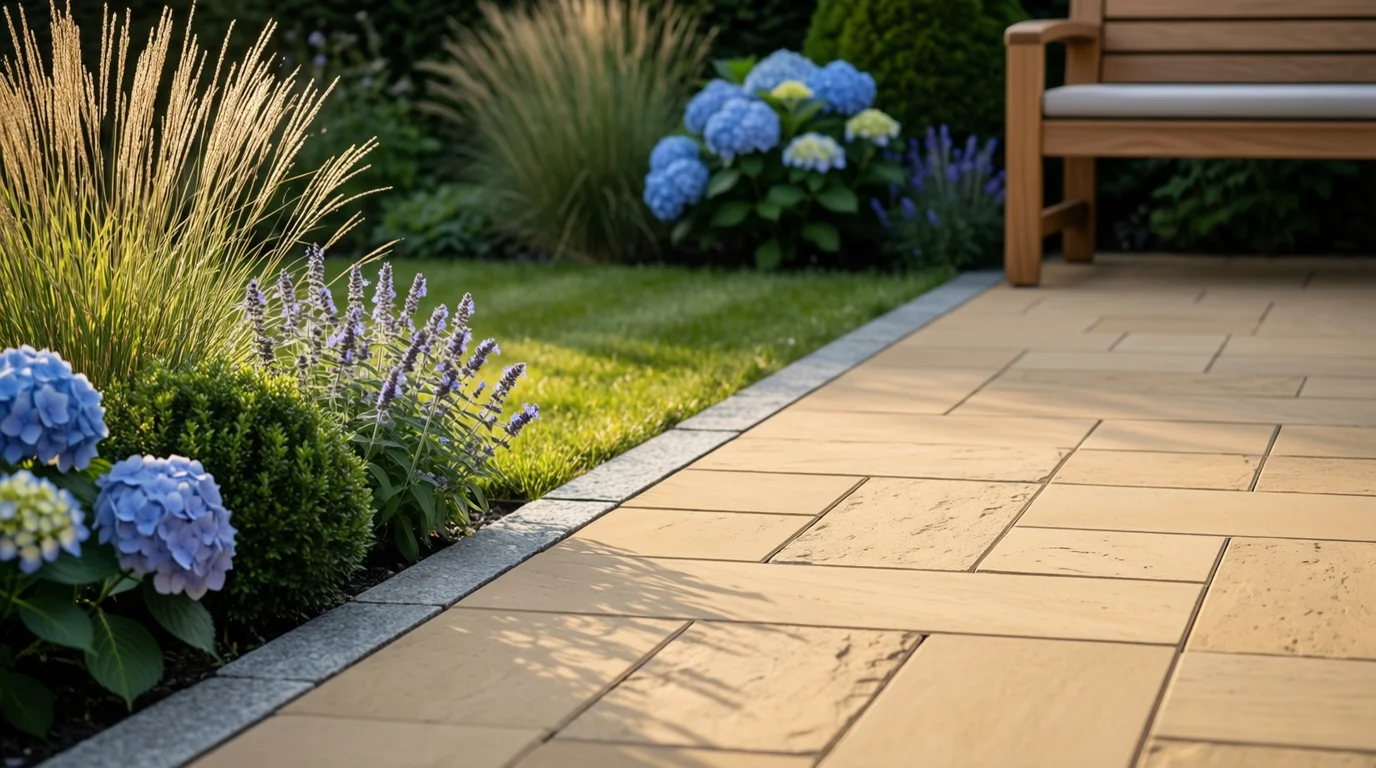 Terrasse mit Naturstein im Münsterland – Materialwahl für Gartenbau-Ideen