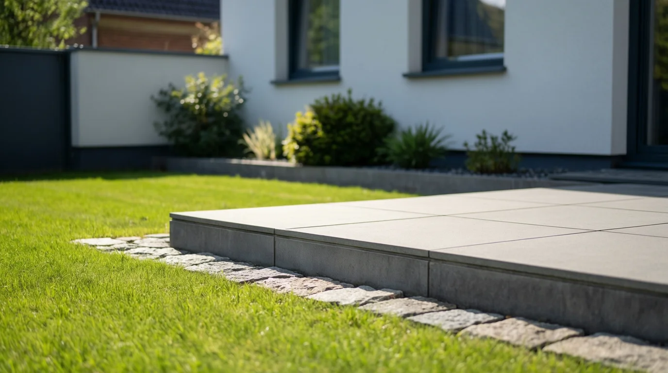 Gartengestaltung am Neubau im Münsterland – Terrasse und Außenanlage