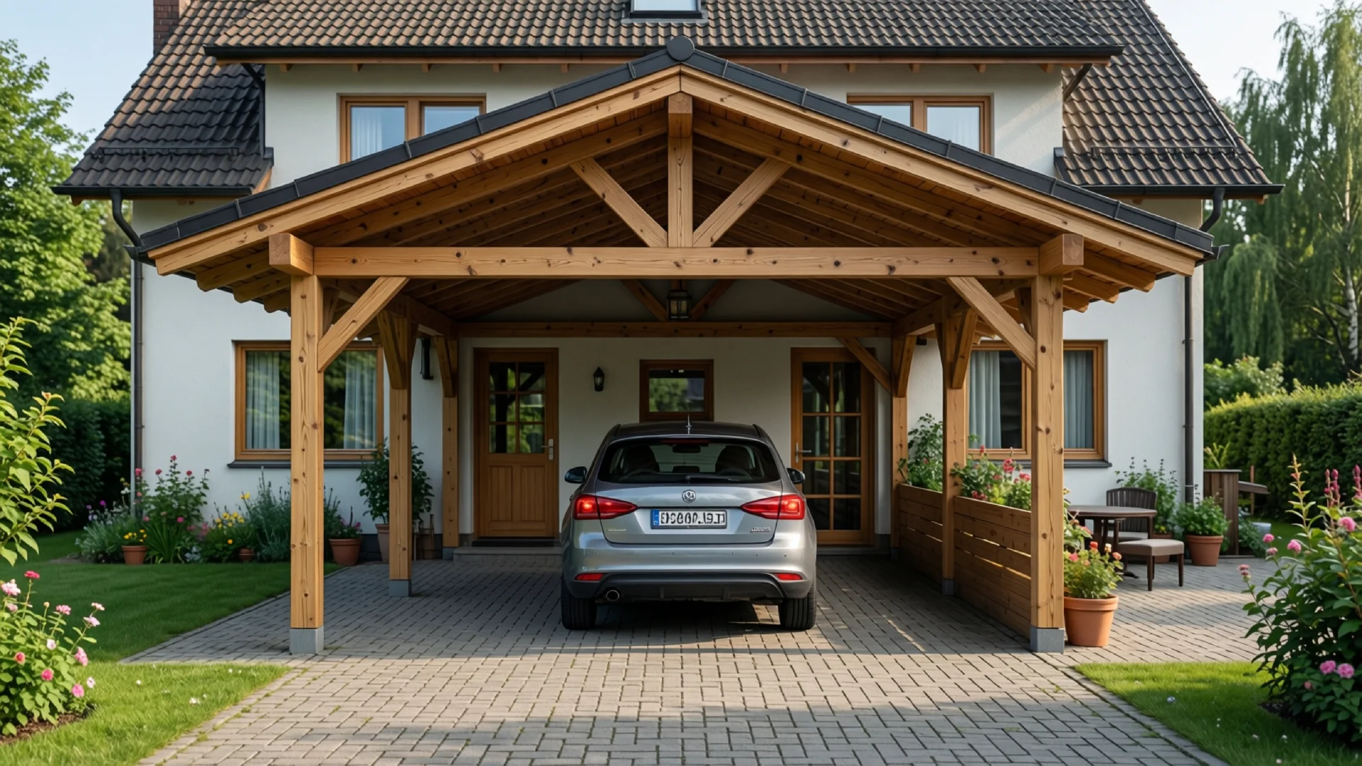 Carport im Garten