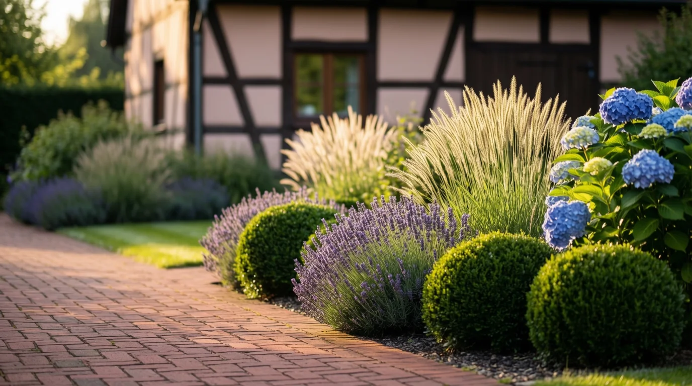 Landhausgarten im Münsterland – Klinkerweg, Lavendel und gepflegte Bepflanzung
