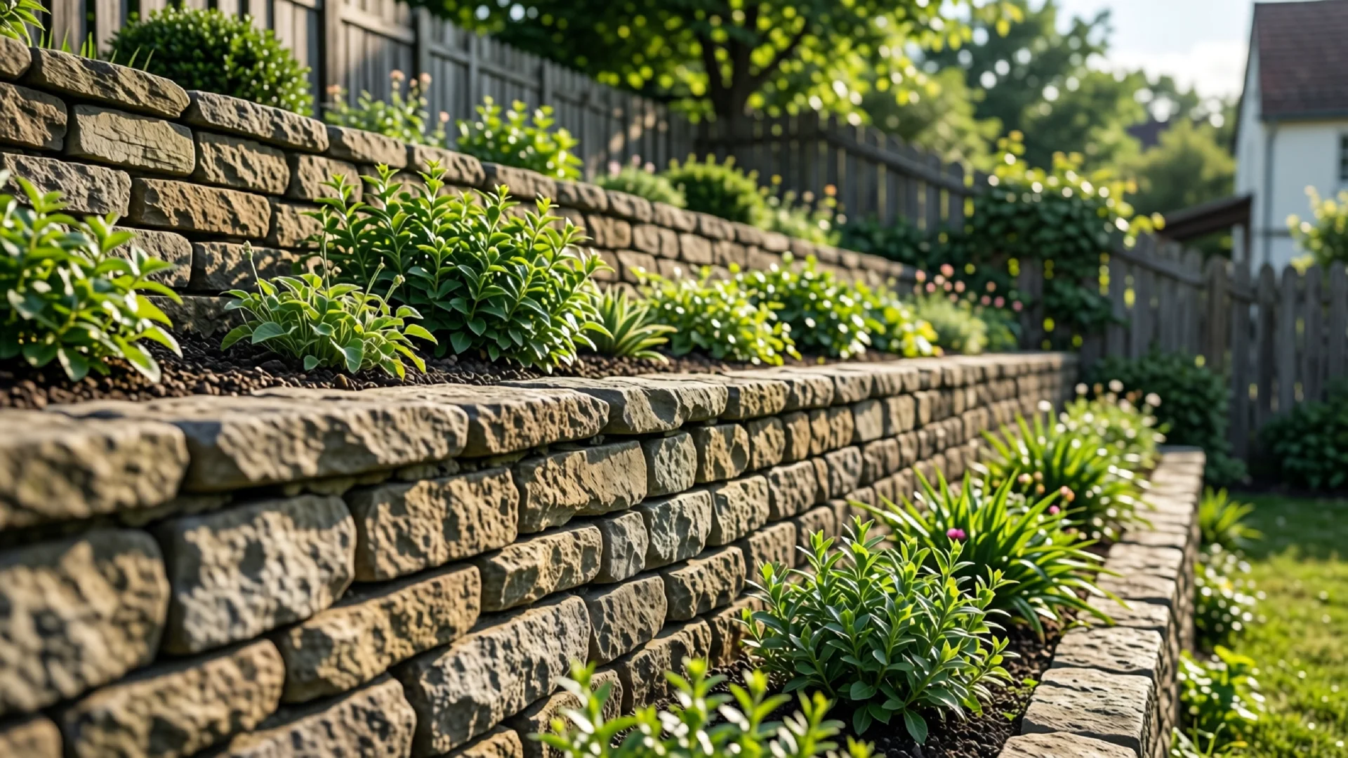 Stützmauer im Garten