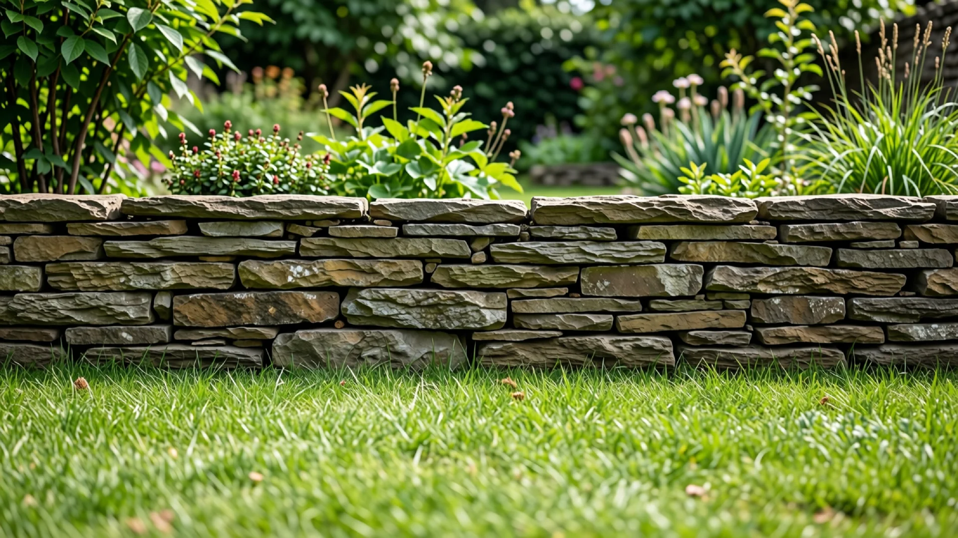 Trockenmauer im Garten
