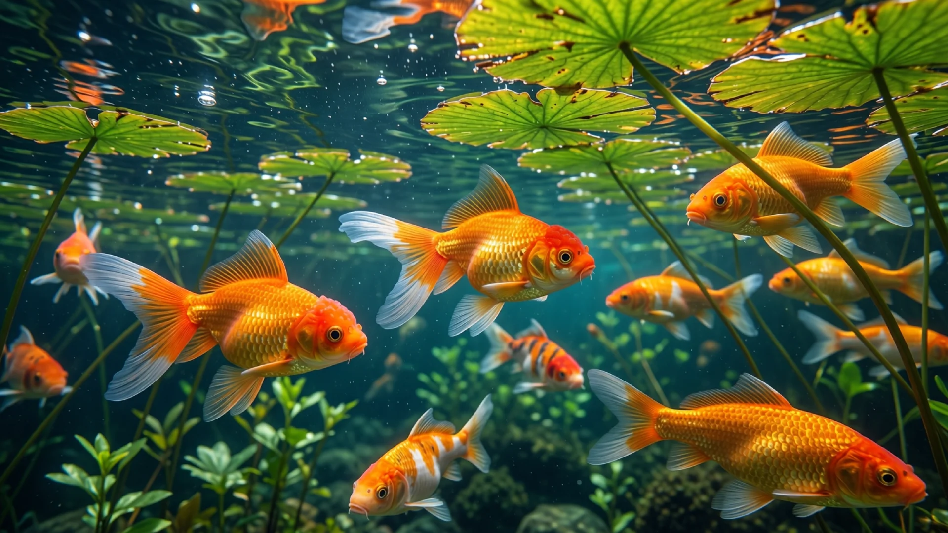 Fische im Gartenteich im Garten