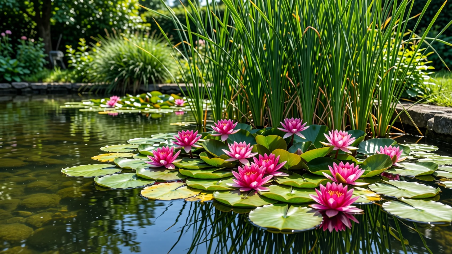 Unterwasser- und Uferpflanzen im Garten